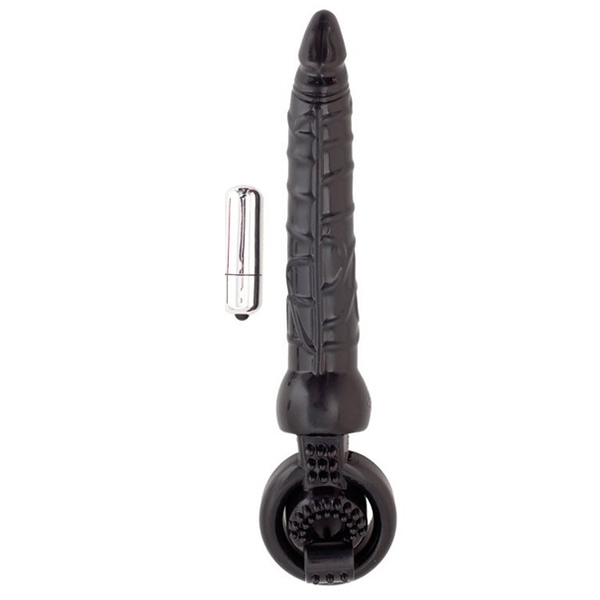 Вибронасадка на пенис с анальным стимулятором 17,5 см черная (908001-5)