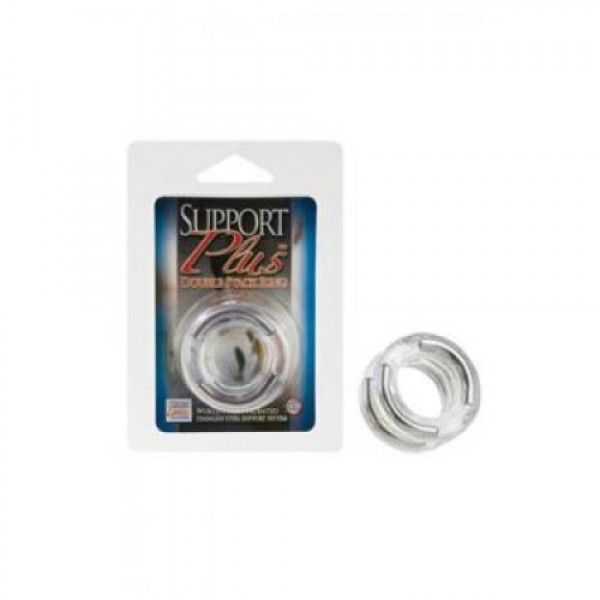 Двойное эрекционное кольцо с металлическими вставками прозрачное (SE-1469-40-2)